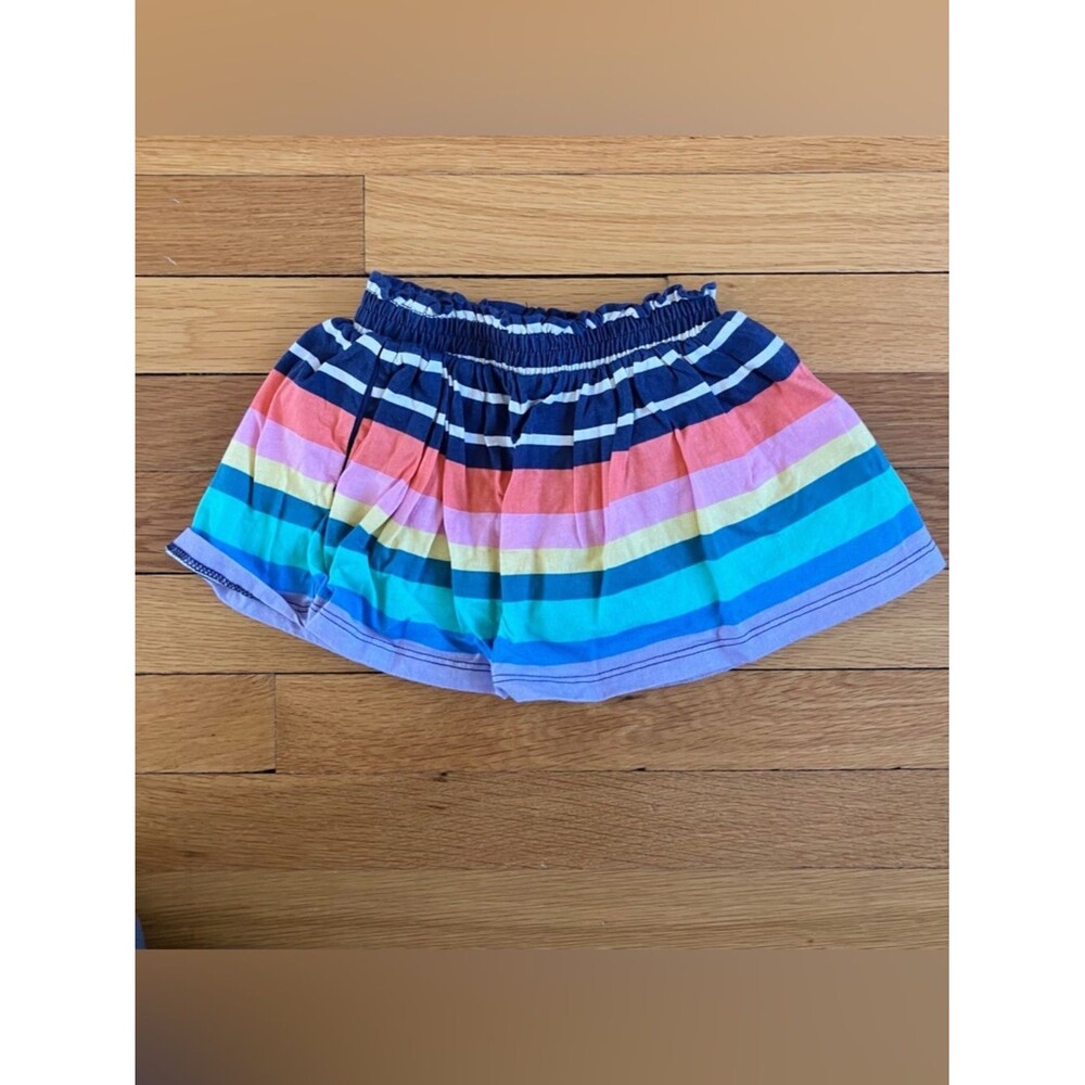 Lands End Rainbow Colorful Stripe Cotton Skort Skirt XXS 2-3